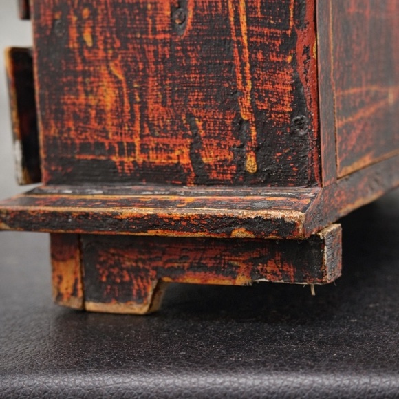 Vintage Hand Painted Sun Moon Wooden Jewelry Box Folk Art Cabinet - Picture 8 of 9